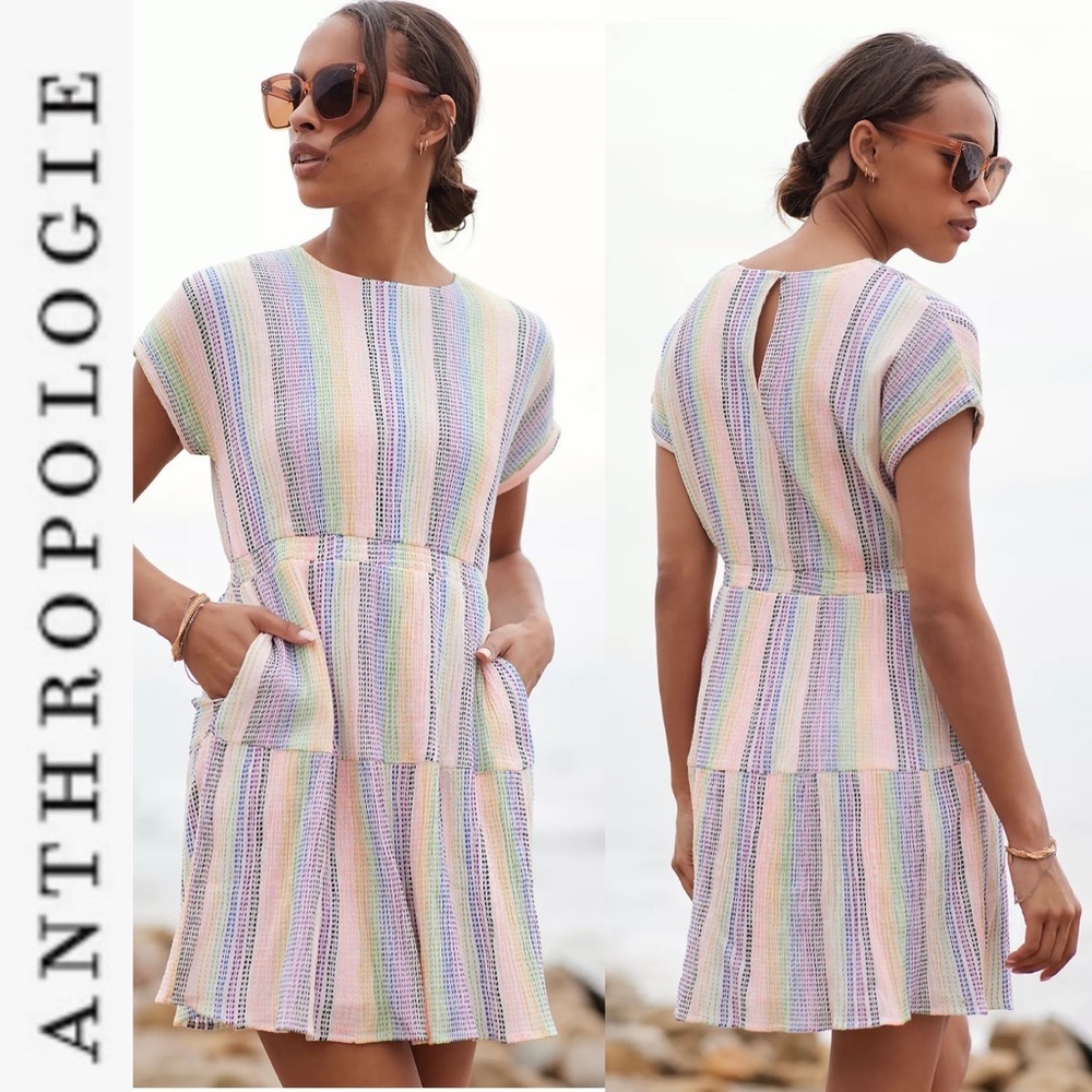 Anthropologie Dolan Left Coast Collection Short Sleeve Striped mini Dress small